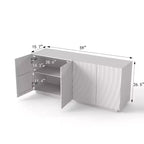 59 Modern Spiral Sideboard Buffet Cabinet, Low Profile Art Entryway Storage Cabinet with 3D Ripple Texture Doors - Panipeachy