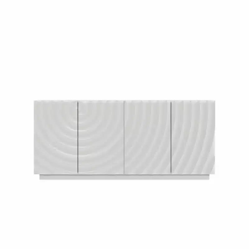 59 Modern Spiral Sideboard Buffet Cabinet, Low Profile Art Entryway Storage Cabinet with 3D Ripple Texture Doors - Panipeachy