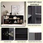 59 Modern Spiral Sideboard Buffet Cabinet, Low Profile Art Entryway Storage Cabinet with 3D Ripple Texture Doors - Panipeachy
