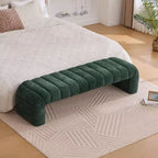 Okak 69.7 Modern Armless Bed Bench with Channel Tufted, Chenille Foot Stools Ottoman, Entryway Bench for Living Room, Bedroom