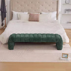Okak 69.7 Modern Armless Bed Bench with Channel Tufted, Chenille Foot Stools Ottoman, Entryway Bench for Living Room, Bedroom