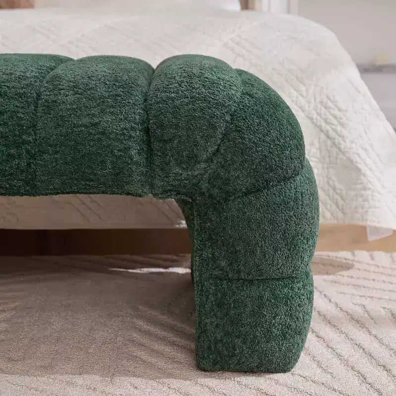 Okak 69.7 Modern Armless Bed Bench with Channel Tufted, Chenille Foot Stools Ottoman, Entryway Bench for Living Room, Bedroom