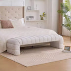 Okak 69.7 Modern Armless Bed Bench with Channel Tufted, Chenille Foot Stools Ottoman, Entryway Bench for Living Room, Bedroom