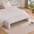 Okak 69.7 Modern Armless Bed Bench with Channel Tufted, Chenille Foot Stools Ottoman, Entryway Bench for Living Room, Bedroom