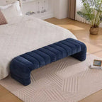 Okak 69.7 Modern Armless Bed Bench with Channel Tufted, Chenille Foot Stools Ottoman, Entryway Bench for Living Room, Bedroom