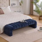 Okak 69.7 Modern Armless Bed Bench with Channel Tufted, Chenille Foot Stools Ottoman, Entryway Bench for Living Room, Bedroom