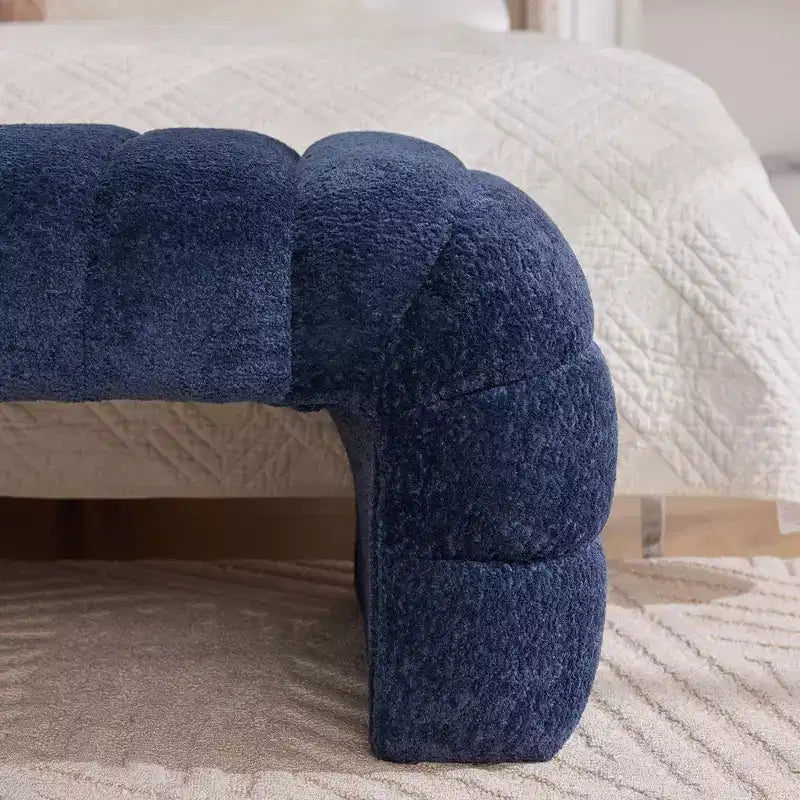 Okak 69.7 Modern Armless Bed Bench with Channel Tufted, Chenille Foot Stools Ottoman, Entryway Bench for Living Room, Bedroom