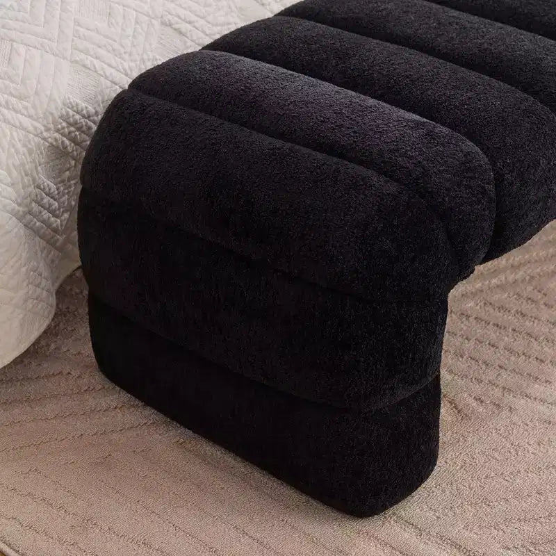 Okak 69.7 Modern Armless Bed Bench with Channel Tufted, Chenille Foot Stools Ottoman, Entryway Bench for Living Room, Bedroom