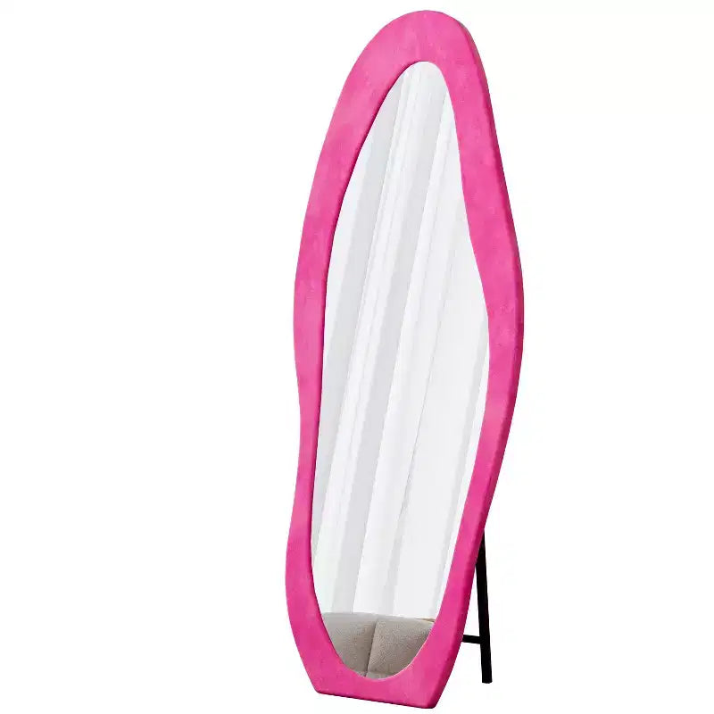 TUYOHW Flannel Irregular Wave Full Length Mirror with Hanging Hole Body Mirror Wall Mounted Mirror Leaning Floor Mirror for Bedroom, Living Room
