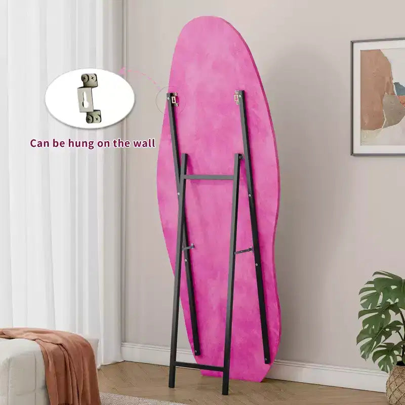 TUYOHW Flannel Irregular Wave Full Length Mirror with Hanging Hole Body Mirror Wall Mounted Mirror Leaning Floor Mirror for Bedroom, Living Room