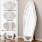 TUYOHW Flannel Irregular Wave Full Length Mirror with Hanging Hole Body Mirror Wall Mounted Mirror Leaning Floor Mirror for Bedroom, Living Room