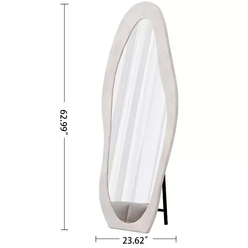 TUYOHW Flannel Irregular Wave Full Length Mirror with Hanging Hole Body Mirror Wall Mounted Mirror Leaning Floor Mirror for Bedroom, Living Room