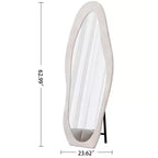 TUYOHW Flannel Irregular Wave Full Length Mirror with Hanging Hole Body Mirror Wall Mounted Mirror Leaning Floor Mirror for Bedroom, Living Room