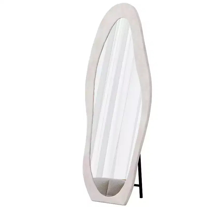 TUYOHW Flannel Irregular Wave Full Length Mirror with Hanging Hole Body Mirror Wall Mounted Mirror Leaning Floor Mirror for Bedroom, Living Room