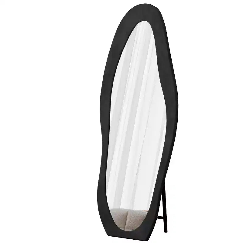 TUYOHW Flannel Irregular Wave Full Length Mirror with Hanging Hole Body Mirror Wall Mounted Mirror Leaning Floor Mirror for Bedroom, Living Room