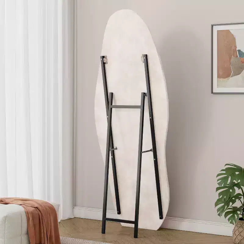 TUYOHW Flannel Irregular Wave Full Length Mirror with Hanging Hole Body Mirror Wall Mounted Mirror Leaning Floor Mirror for Bedroom, Living Room