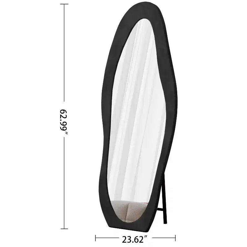 TUYOHW Flannel Irregular Wave Full Length Mirror with Hanging Hole Body Mirror Wall Mounted Mirror Leaning Floor Mirror for Bedroom, Living Room