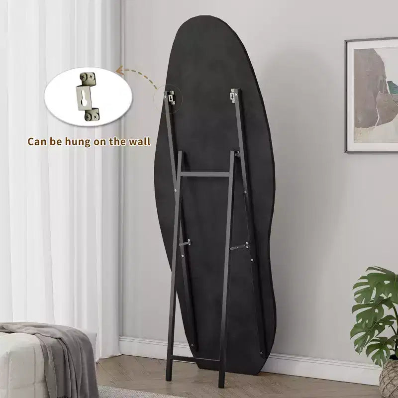 TUYOHW Flannel Irregular Wave Full Length Mirror with Hanging Hole Body Mirror Wall Mounted Mirror Leaning Floor Mirror for Bedroom, Living Room