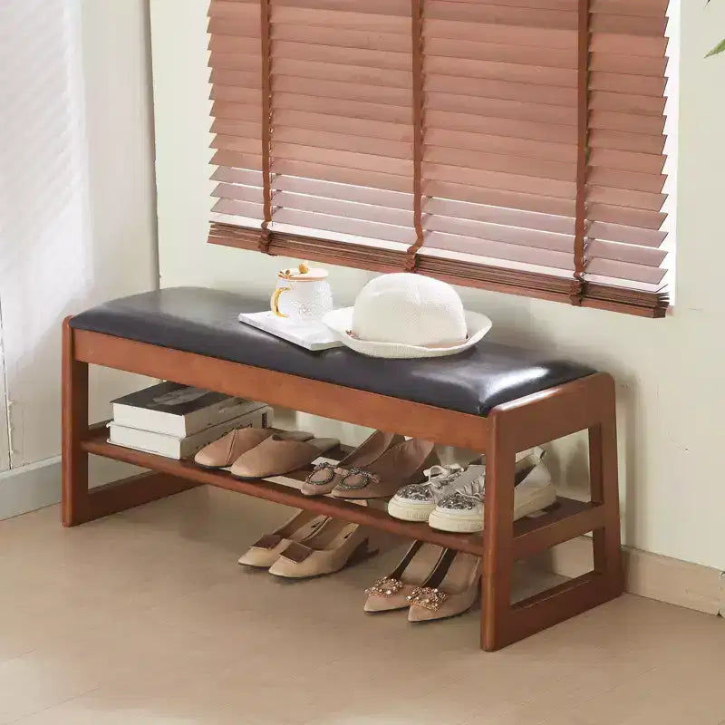 40inch Shoe Rack Bench with Storage - Entryway Bench 2-Tier Shoe Bench with PU Cushion, Entryway Organizer Space Saving
