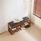 40inch Shoe Rack Bench with Storage - Entryway Bench 2-Tier Shoe Bench with PU Cushion, Entryway Organizer Space Saving