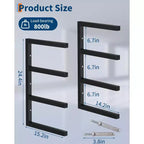Lumber Storage Rack, Wood Organizer  Set of 8 4-Tier Wall Mount Heavy Duty Steel Shelves 3200LBS Capacity for Shed Workshop Garage Black