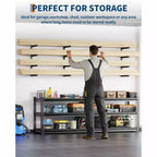 Lumber Storage Rack, Wood Organizer  Set of 8 4-Tier Wall Mount Heavy Duty Steel Shelves 3200LBS Capacity for Shed Workshop Garage Black