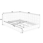 MAYEERTY Full Size Upholstered Tufted Bed Frame with Comfirtable Backrest and Armrests for Bedroom Living Room Gray