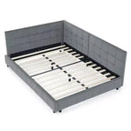 MAYEERTY Full Size Upholstered Tufted Bed Frame with Comfirtable Backrest and Armrests for Bedroom Living Room Gray