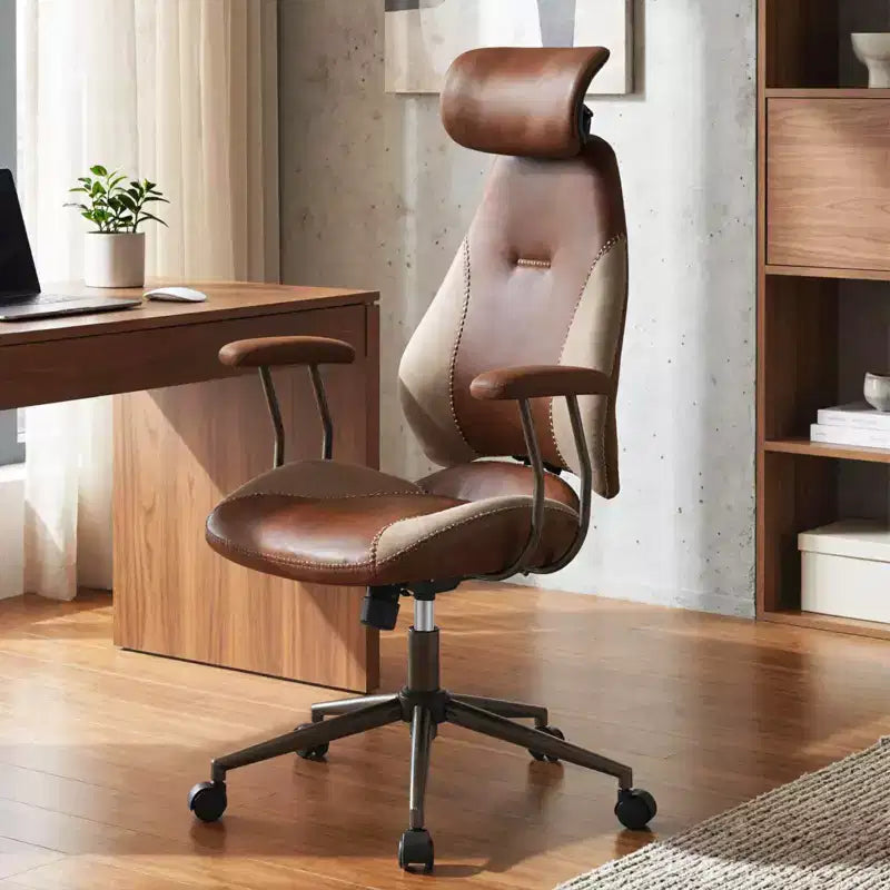 Costway Ergonomic Office Chair with 2D Headrest, Rocking Backrest & Wheels, Gaming Chair Blue/Brown & Beige/Gray & Blue