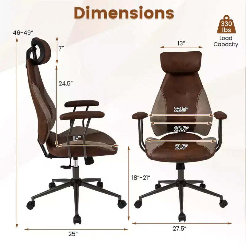 Costway Ergonomic Office Chair with 2D Headrest, Rocking Backrest & Wheels, Gaming Chair Blue/Brown & Beige/Gray & Blue