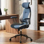 Costway Ergonomic Office Chair with 2D Headrest, Rocking Backrest & Wheels, Gaming Chair Blue/Brown & Beige/Gray & Blue