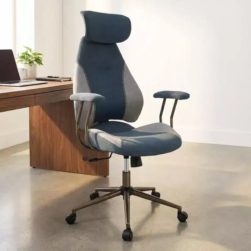 Costway Ergonomic Office Chair with 2D Headrest, Rocking Backrest & Wheels, Gaming Chair Blue/Brown & Beige/Gray & Blue