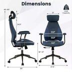 Costway Ergonomic Office Chair with 2D Headrest, Rocking Backrest & Wheels, Gaming Chair Blue/Brown & Beige/Gray & Blue