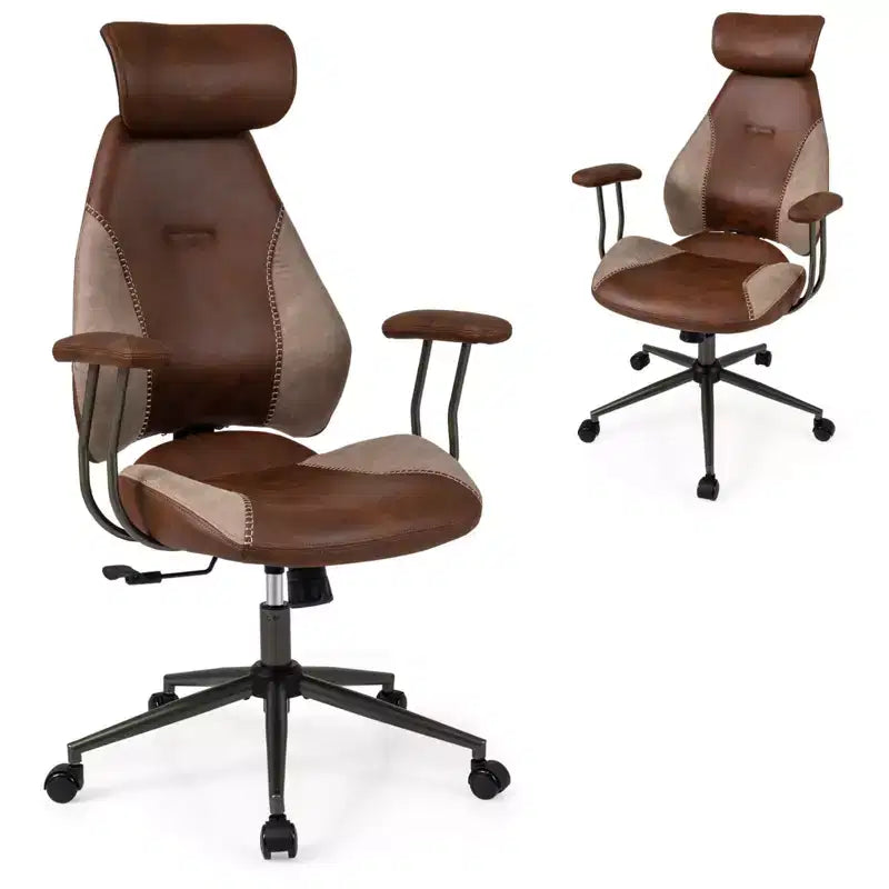 Costway Ergonomic Office Chair with 2D Headrest, Rocking Backrest & Wheels, Gaming Chair Blue/Brown & Beige/Gray & Blue