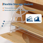 Natural Rattan Hidden Shoe Cabinet | Mirror + Adjustable Shelves, 2 Flip Drawers for Living Room, Entryway, Hallway