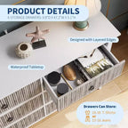 COZONY Modern 6-Drawer Fluted Dresser with Wave Panel, Anti-Tip Storage Chest for Bedroom, Living Room & Hallway