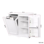JVNOXK 31.50inch Laundry cabinet with doors and shelves, tilting pull-out laundry basket, adjustable shelves, white