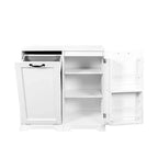 JVNOXK 31.50inch Laundry cabinet with doors and shelves, tilting pull-out laundry basket, adjustable shelves, white