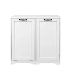 JVNOXK 31.50inch Laundry cabinet with doors and shelves, tilting pull-out laundry basket, adjustable shelves, white