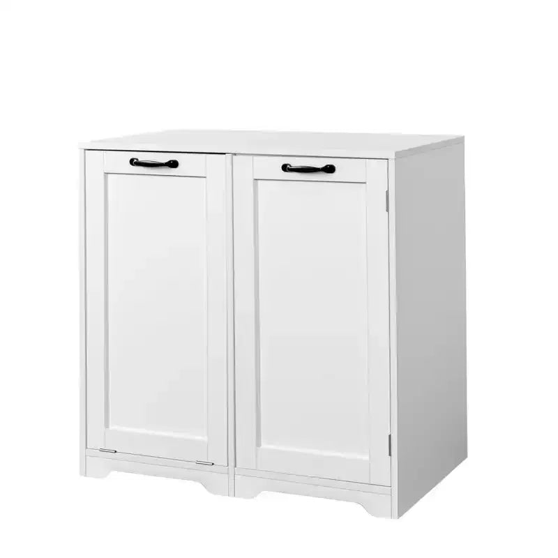 JVNOXK 31.50inch Laundry cabinet with doors and shelves, tilting pull-out laundry basket, adjustable shelves, white