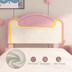 Double Upholstery Bed Frame, Strong Wooden Support, no Spring Box, with Drawers, Suitable for Children's Room, Pink and White