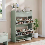 Modern Turn Drawer Shoe Cabinet, Space-Saving Storage Organizer for Entryway