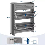 Modern Turn Drawer Shoe Cabinet, Space-Saving Storage Organizer for Entryway
