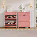 Modern Turn Drawer Shoe Cabinet, Space-Saving Storage Organizer for Entryway