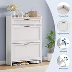 Modern Turn Drawer Shoe Cabinet, Space-Saving Storage Organizer for Entryway