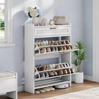 Modern Turn Drawer Shoe Cabinet, Space-Saving Storage Organizer for Entryway