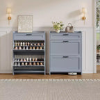 Modern Turn Drawer Shoe Cabinet, Space-Saving Storage Organizer for Entryway