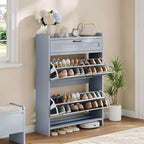 Modern Turn Drawer Shoe Cabinet, Space-Saving Storage Organizer for Entryway