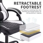TUYOHW Swivel Gaming Chair Office Chairs with Wheels,Reclining Back,Adjustable Seat Height&Footrest,Ergonomics Video Game Chairs,300lbs Max