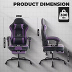 TUYOHW 360Swivel Gaming Chair Office Chairs with Wheels,Reclining Back,Adjustable Seat Height&Footrest,Ergonomics Video Game Chairs,300lbs Max